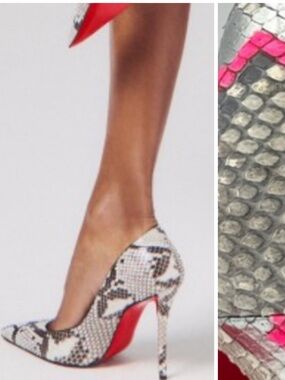 New Christian Louboutin Miss Z 100 mm Pump Python Roccia Pink EU41/US 11